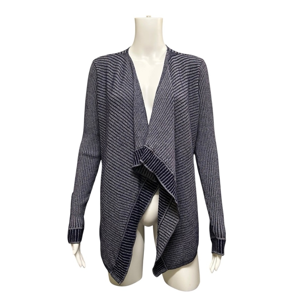 Tommy Hilfiger Blue Open Front Stretchy Ribbed Cardigan Size S